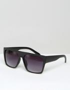 Asos Chunky Flat Brow Sunglasses In Black - Black