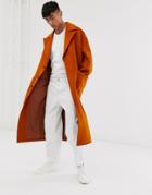 Asos White Overcoat In Rust Wool Mix