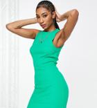 Asos Design Tall Racer Front Ribbed Mini Tank Dress In Bright Green