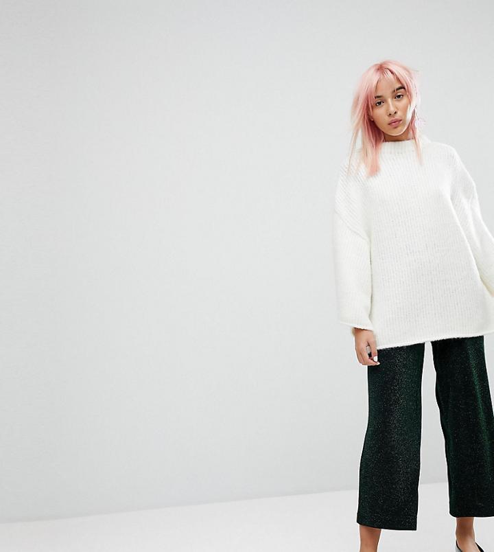 Monki Metallic Culotte Pants - Green
