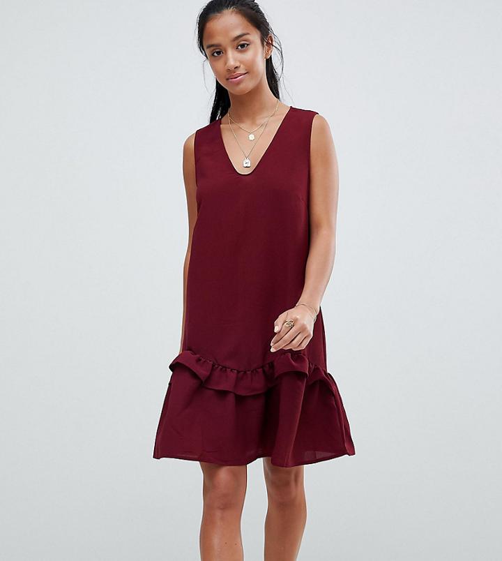 Vero Moda Petite Sleeveless Frill Hem Dress - Red