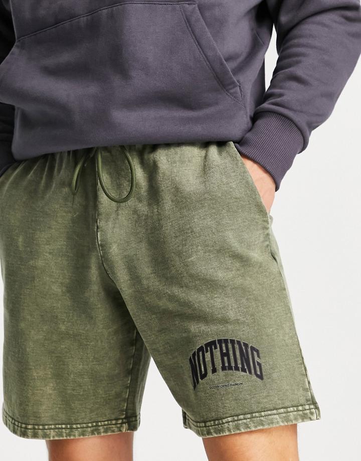 Good For Nothing Sweatpant Shorts In Black Acid Wash With Lightning Print - Part Of A Set