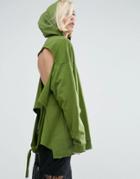 Asos Hoodie With Open Back And Knot Detail - Green