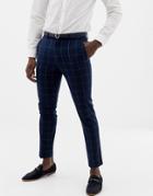 Only & Sons Slim Checked Suit Pants - Navy