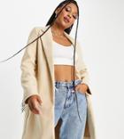 Stradivarius Knit Coat In Beige-neutral