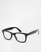 Asos Square Glasses With Clear Lens - Black