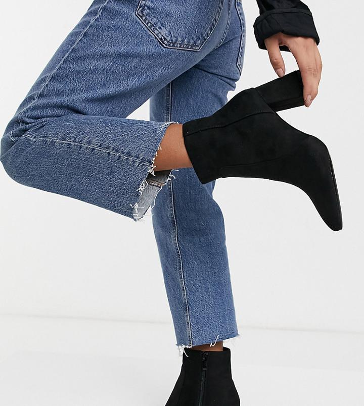 Raid Wide Fit Sapphire Heeled Ankle Boots In Black