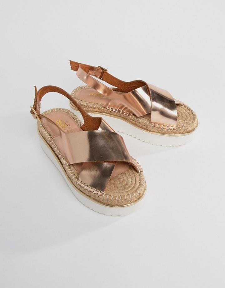 Asos Tyson Flatform Sandals-gold