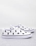 Polo Ralph Lauren Thorton Sneakers In White With All Over Pony Logo