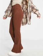 Monki Flared Tailored Pants In Brown