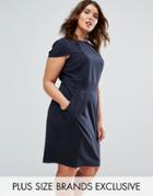 Closet Plus Cap Sleeve Midi Pencil Dress With Tie Back - Navy