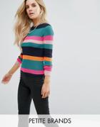 Noisy May Petite Multi Stripe Knitted Rib Sweater - Multi