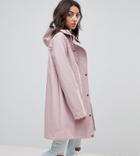 Asos Design Tall Fleece Lined Raincoat-pink