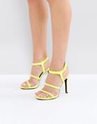 New Look Neon Strappy Heeled Sandal - Yellow