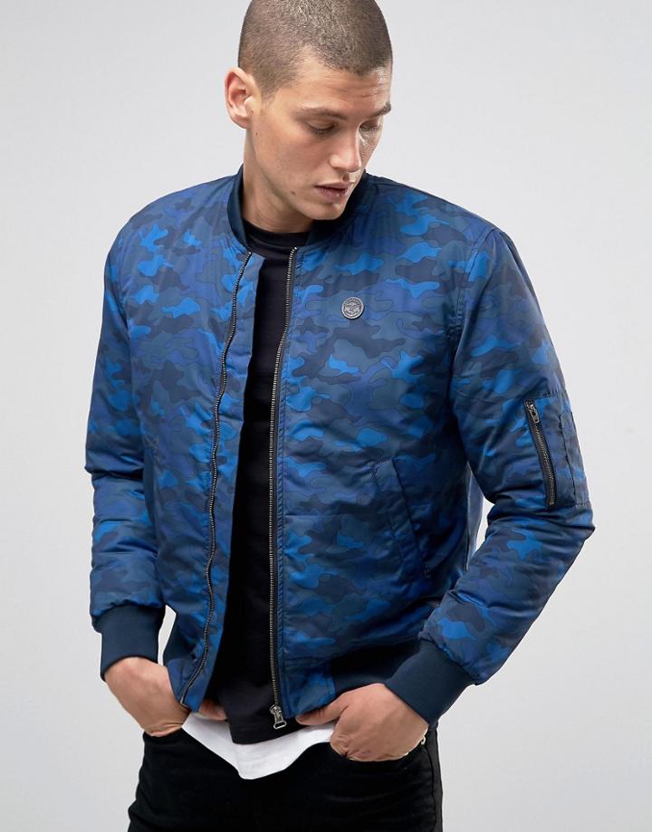 Le Breve Ma1 Camo Bomber - Navy