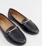 Raid Wide Fit Viera Black Leather Look Snaffle Detail Flat Shoes - Black