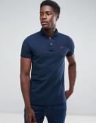 Hollister Polo Stretch Pique Icon Logo Slim Fit In Navy - Navy