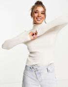 Stradivarius High Neck Sweater With Cable Knit Detail In Ecru-white