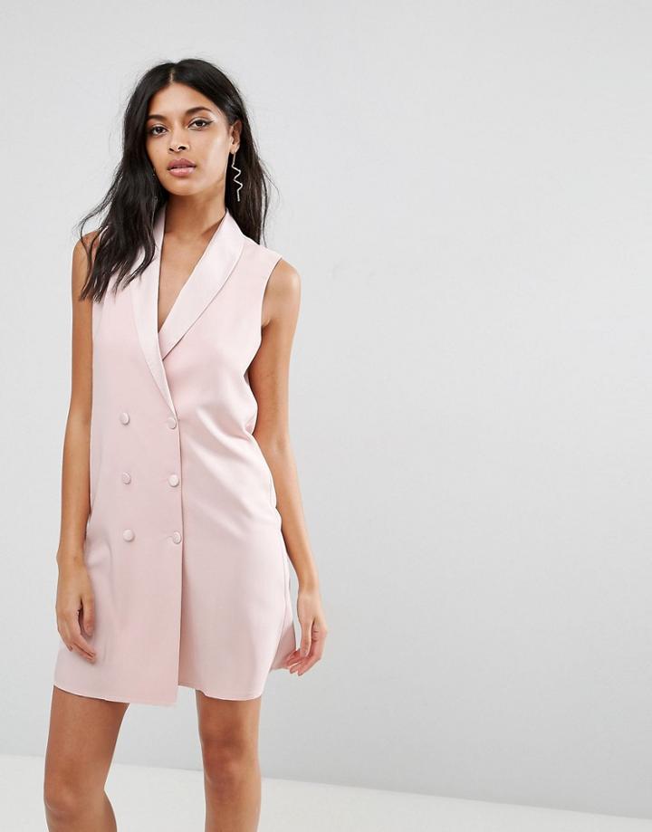 Asos Sleeveless Tuxedo Dress - Pink