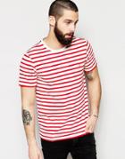 Farah T-shirt With Breton Stripe Slim Fit - Red