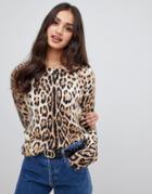 Wild Flower Leopard Print Sweater - Multi