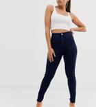 Missguided Petite Vice High Waisted Super Stretch Skinny Jean In Blue - Blue