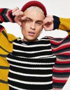 Asos Design Knitted Mix & Match Stripe Sweater In Multicolor