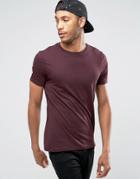 Asos T-shirt With Crew Neck In Oxblood - Red