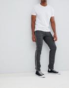 Jack & Jones Pants In Slim Tapered Check With Leg Stripe - Gray