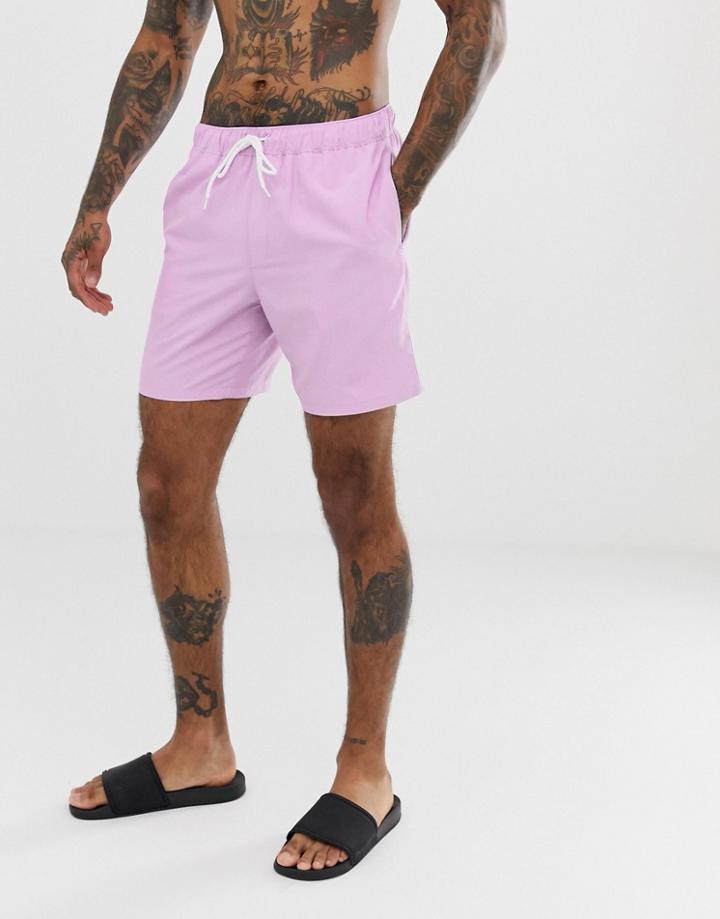 Asos Design Swim Shorts In Lilac In Mid Length - Purple