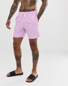 Asos Design Swim Shorts In Lilac In Mid Length - Purple