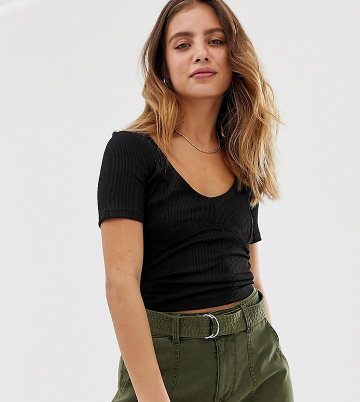 Bershka Crop Top In Black
