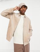 Topman Washed Cord Harrington Stone-neutral