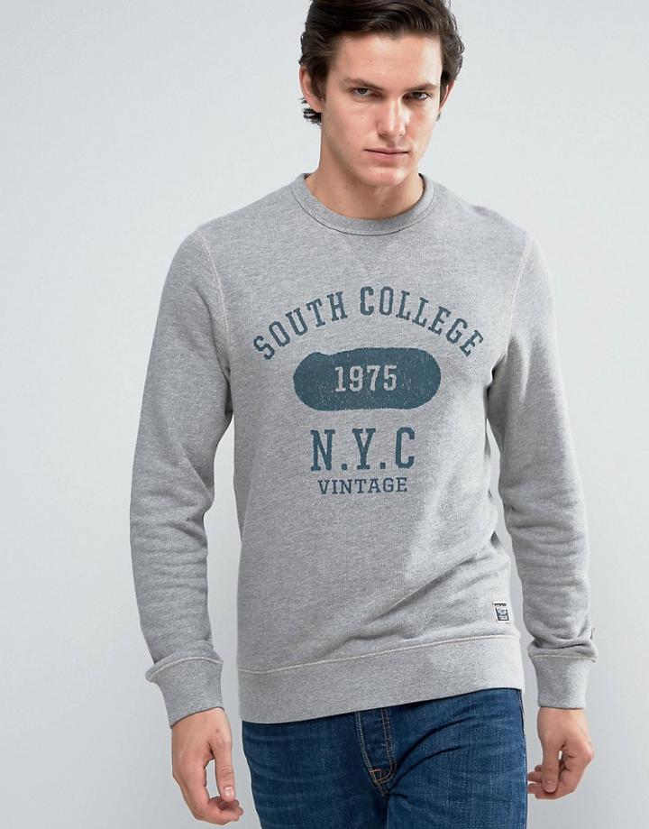 Jack & Jones Vintage Sweatshirt With Graphic Print - Gray