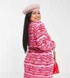 Collusion Plus Knitted Dress In Swirl Line Jacquard Print-multi