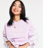 Asos Design Petite Sweatshirt With 'good Energy' Print In Pink-purple