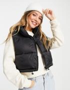 Stradivarius Cropped Padded Vest In Black