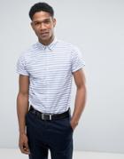 Jack & Jones Premium Slim Short Sleeve Shirt In Stripe - Blue