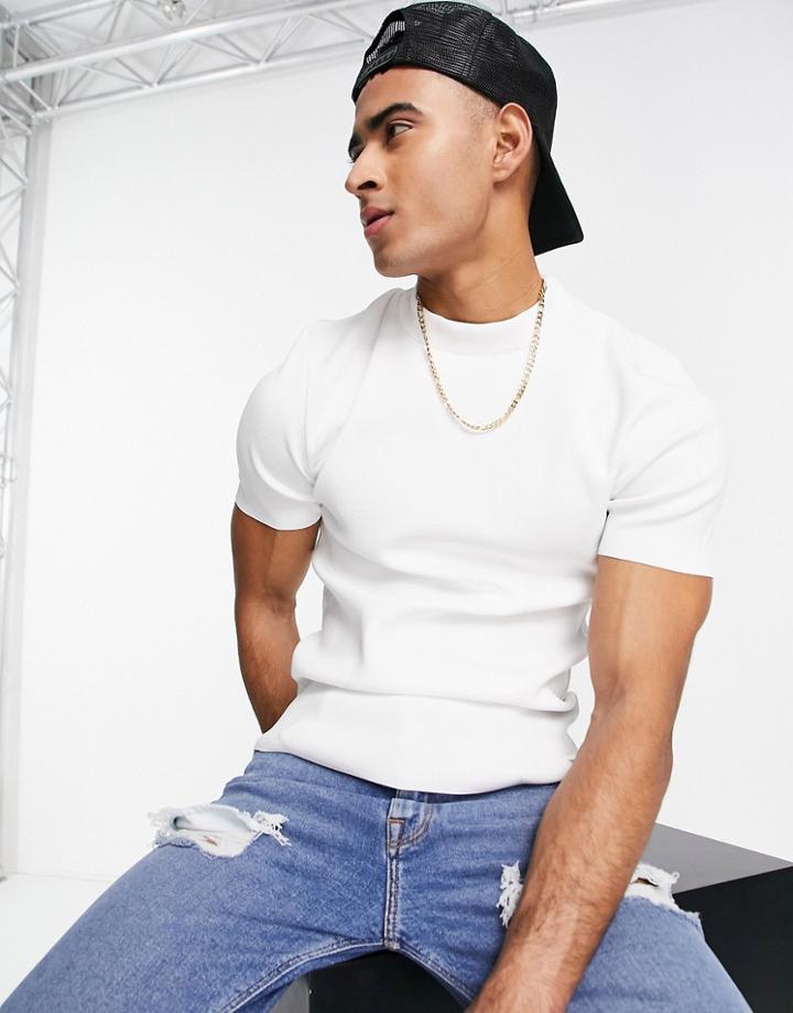 River Island Smart Knitted T-shirt In White