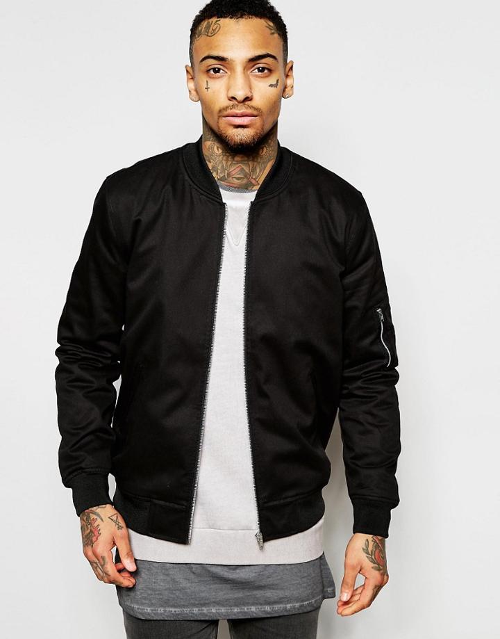 Asos Bomber Jacket In Black - Black