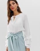 Vila Volume Sleeve Blouse - White