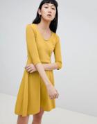 B.young V Neck Skater Dress - Yellow