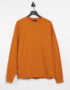 Asos Design Organic Long Sleeve Oversized T-shirt In Burnt Orange