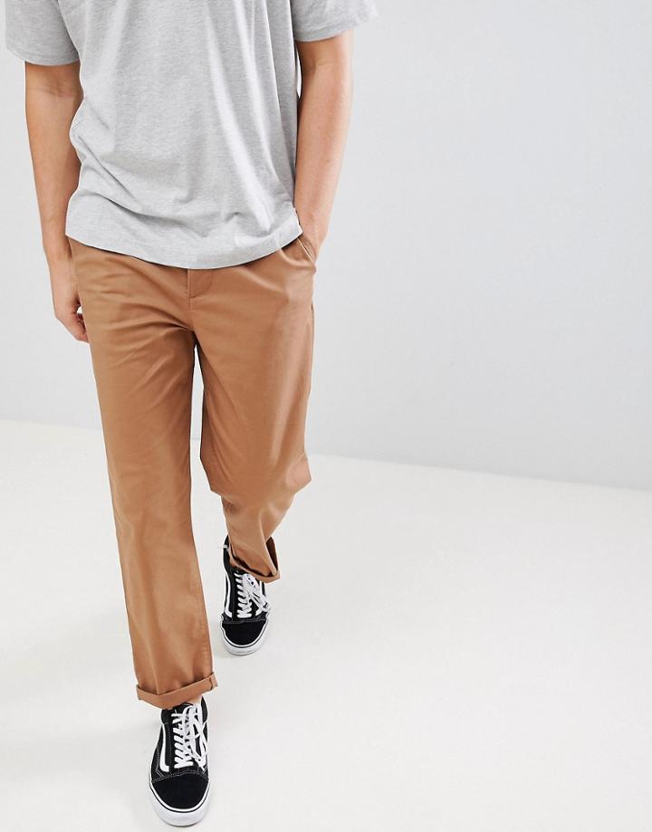 Asos Design Skater Chinos In Camel - Brown