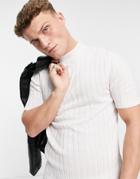Asos Design Knit Ribbed Turtleneck T-shirt In White
