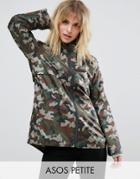 Asos Petite Pac A Trench In Camo Print - Multi