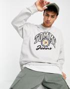 Tommy Jeans Archive College Logo Oversized Sweatshirt In Gray Heather