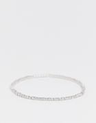Asos Design Stretch Bracelet With Crystal In Silver Tone - Silver