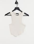 Asos Design Tank Top With Scarf Hem In Washed Stone-neutral