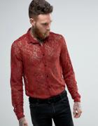 Asos Regular Fit Lace Shirt In Rust - Brown